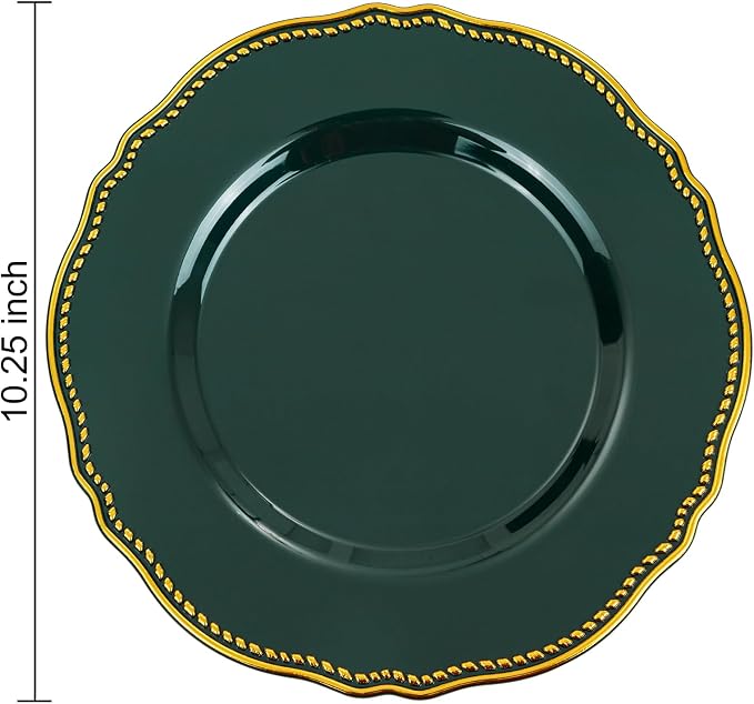60 Pcs Green Gold Dinner Plates - Image 6