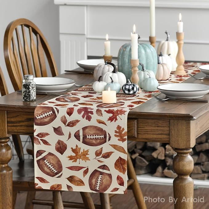 Artoid Mode 210 GSM Fall Table Runner 13x60 Inch Home Party Decor | Rugby Maple - Image 4