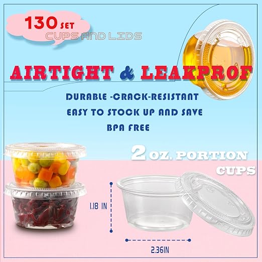 VITEVER 130 sets - 2 oz Jello Shot Cups - Image 2