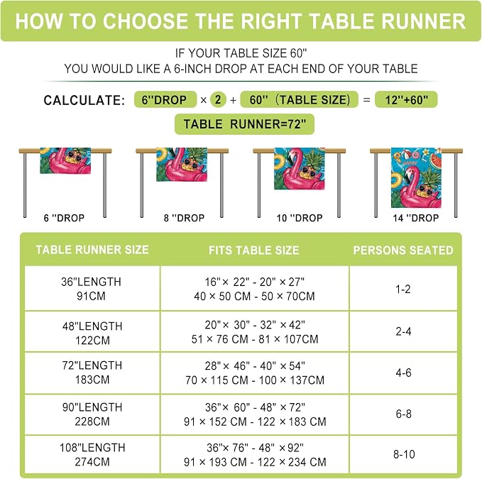 Summer Tropical Floral Table Runner Spring Fun Float Party Burlap Table Runners - Image 7