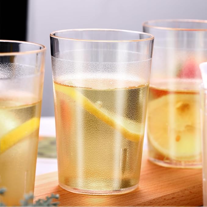 Meanplan 12 Pack Plastic Reusable Drinking Glasses Restaurant Grade 8 oz - Image 3
