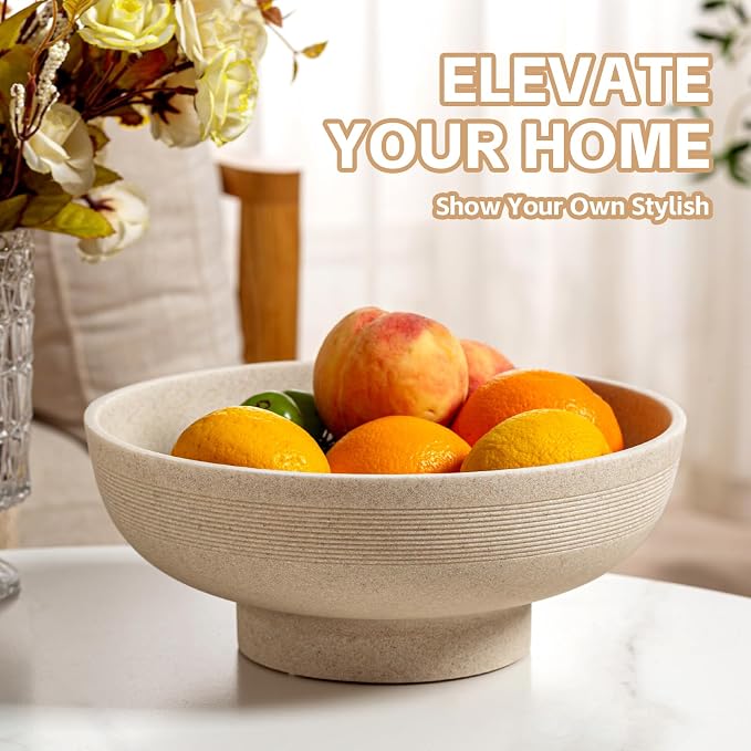 Large Decorative Fruit Bowl, 10.43" Modern Snack Candy Bowl Beige | Sandstone - Image 6