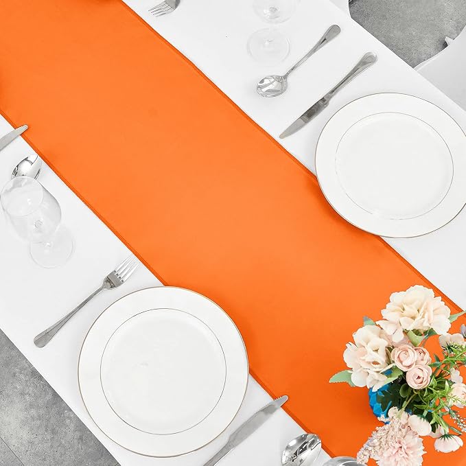 4-Pack Orange Satin Table Runner 12 x 108 Inch Long Bright and Smooth Silk - Image 7