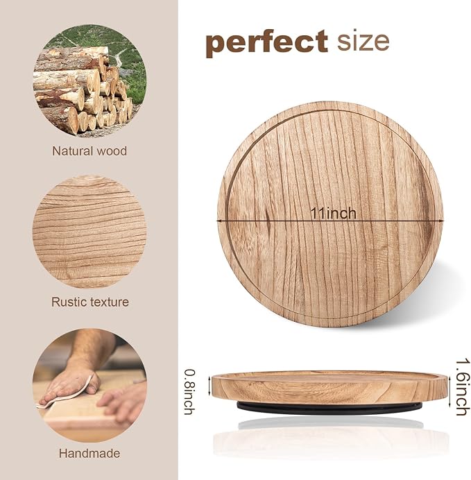 Wood Lazy Susan Turntable Kitchen Decor Round Table Tray, Easy clean, Rotating - Image 4