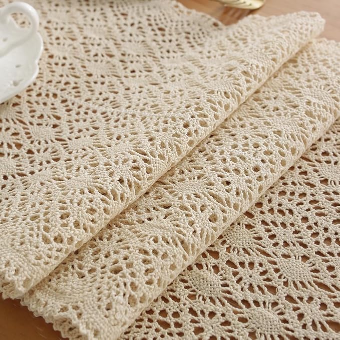 meioro Crochet Lace Table Runner, 12x72 Inch Boho Cotton Table Runners - Image 4