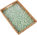 Rectangle Rattan Tray with Mother of Pearl Inlay, Rattan Serving Tray with by Tynulox