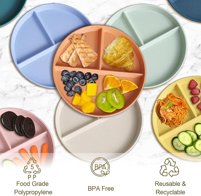 Divided Plates for Adults, Unbreakable Portion Control Plate Sectioned - Image 4