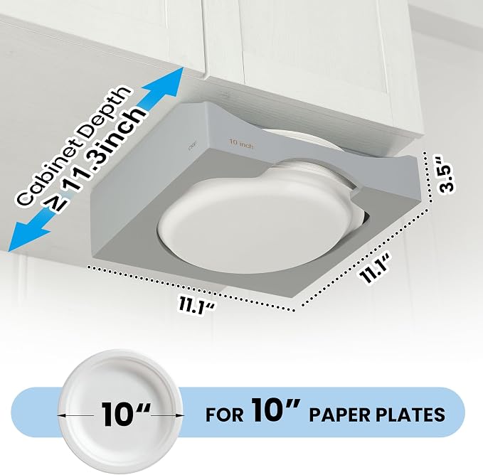 10-inch Paper Plate Dispenser Under Cabinet, Bamboo Paper Plate Holders - Image 2