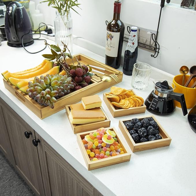 Wood Serving Tray with Handle, Decorative Serving Platter - Image 5