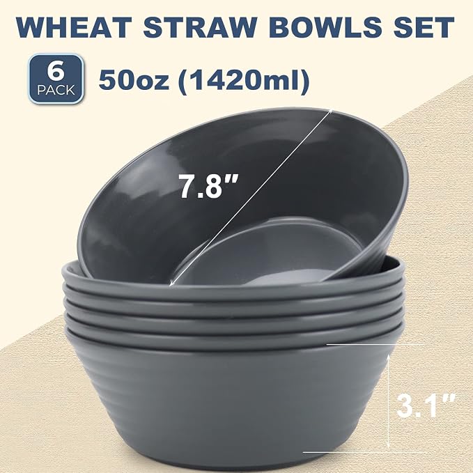 Wheat Straw Bowl Sets, Microwave and Dishwasher Safe Bowls, Super Big Bowl Sets - Image 2