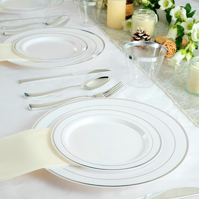 FOCUSLINE 600 Ct Silver Dinnerware Set - Image 7