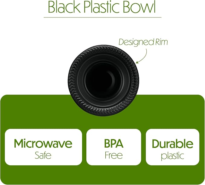 PLASTICPRO 200 PCS Black Plastic Bowls Light Weight 5 oz Small Plastic Soup - Image 5