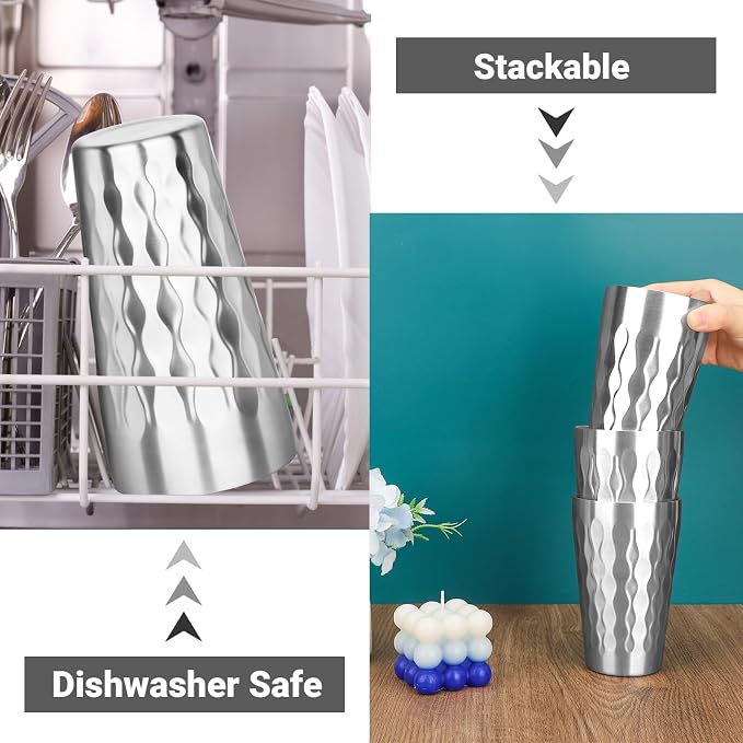 Stainless Steel Drinking Glasses, 19 oz Insulated Tumbler, 8 Pack Double Wall - Image 5