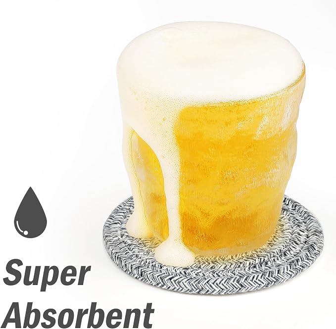 ABenkle Drink Coasters with Holder Set of 10, Cotton Woven Absorbent Coasters - Image 3