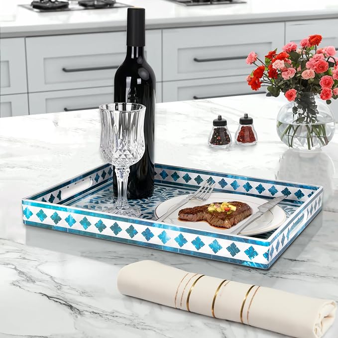 Blue Serving Trays, Plastic Rectangular Serving Tray - Image 7