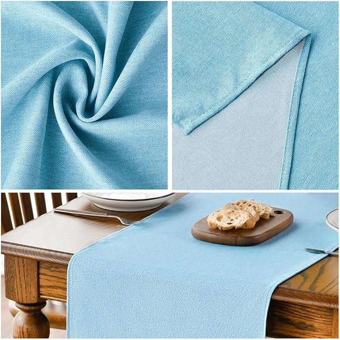 Artoid Mode Light Blue Table Runner, Seasonal Summer Washable Kitchen Dining - Image 4