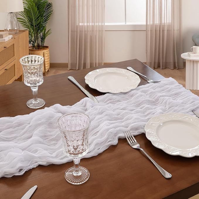 6 Pack 10Ft White Cheesecloth Table Runner 23 x 120 Inch | Gauze Rustic Boho - Image 6