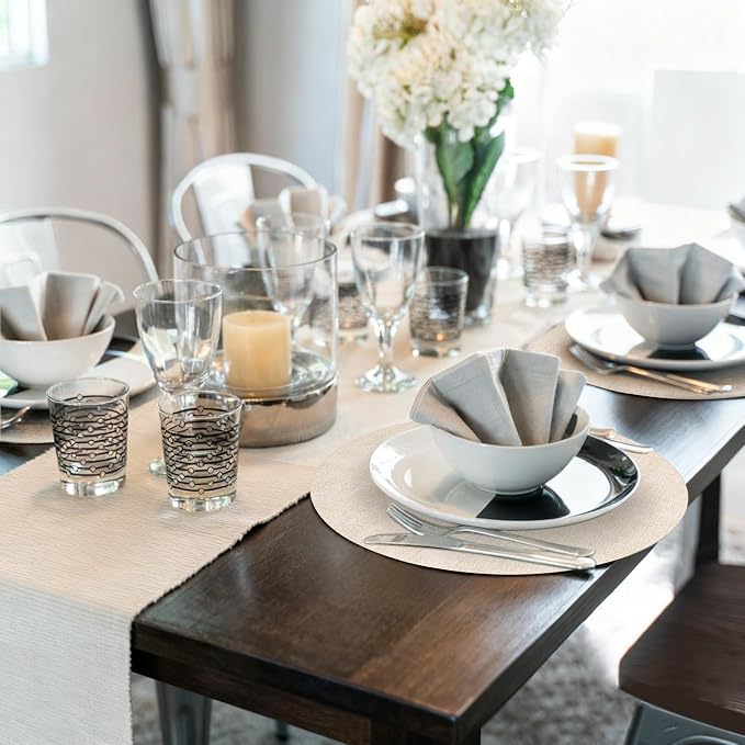 Maxpearl Faux Leather Round Placemats Set of 6, 13.8 inch, Heat Resistant - Image 8