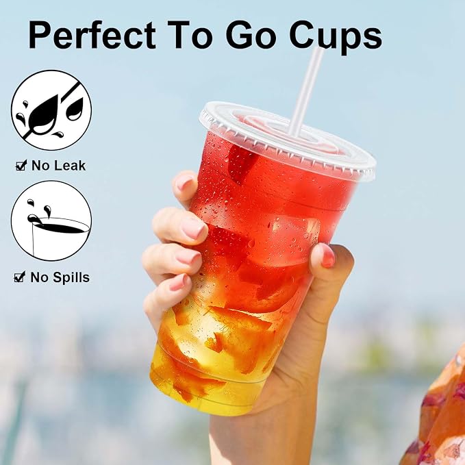 Clawsoff 100 Pack 20 oz Disposable Clear Plastic Cups - Image 4