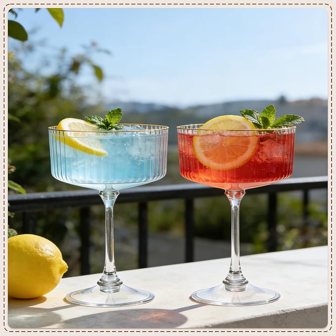 24PCS Plastic Martini Glasses, Unbreakable Reusable Champagne Coupe, Removable - Image 5