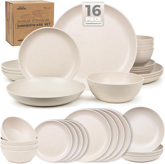Grow Forward 16-piece Premium Wheat Straw Dinnerware Sets by GrowForward