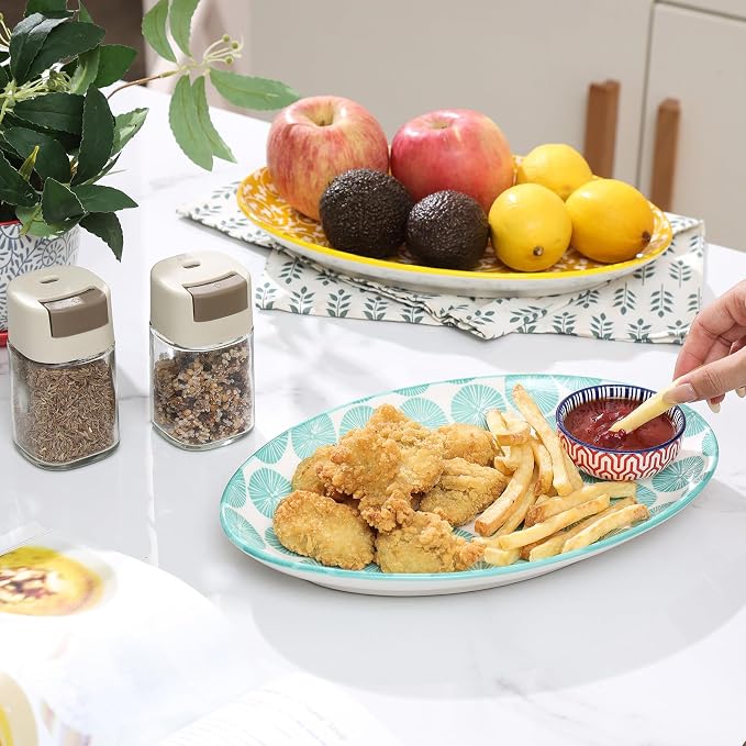 Selamica 12 Inch Ceramic Oval Serving Platters Set of 4, Serving Plates - Image 4