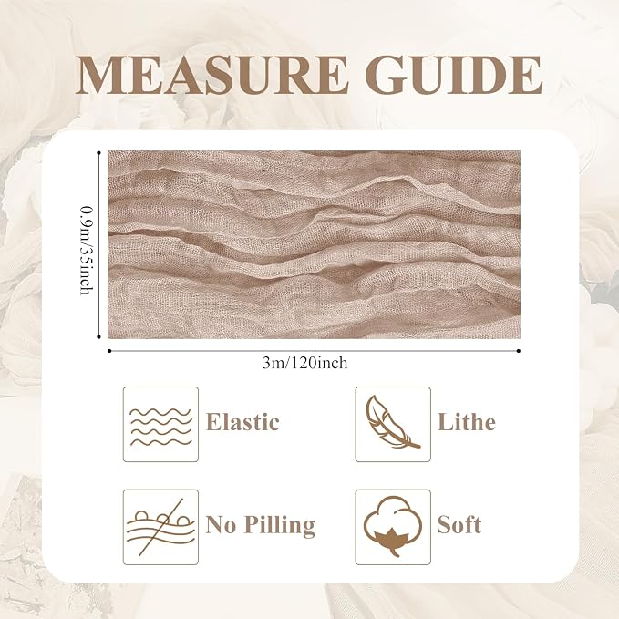 Asee'm Nude Pink Cheesecloth Table Runner Summer Boho Rustic Gauze 10FT | Fall - Image 2