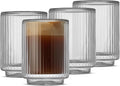 JoyJolt Haven Fluted Stackable Espresso Cups Set of 4, 2.5oz Ribbed Double Wall by JoyJolt