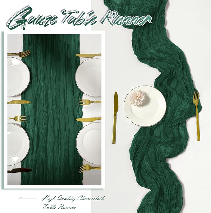 15 Pack Emerald Green Cheesecloth Table Runner 17 x 108 inch Cheese Cloth Table - Image 6