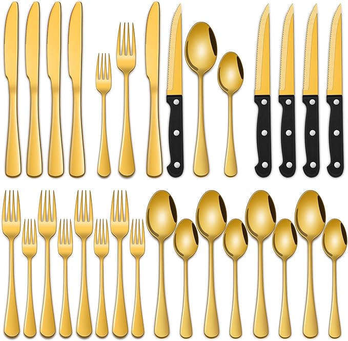 24-Piece Gold Silverware Set by DEHOVKitchen