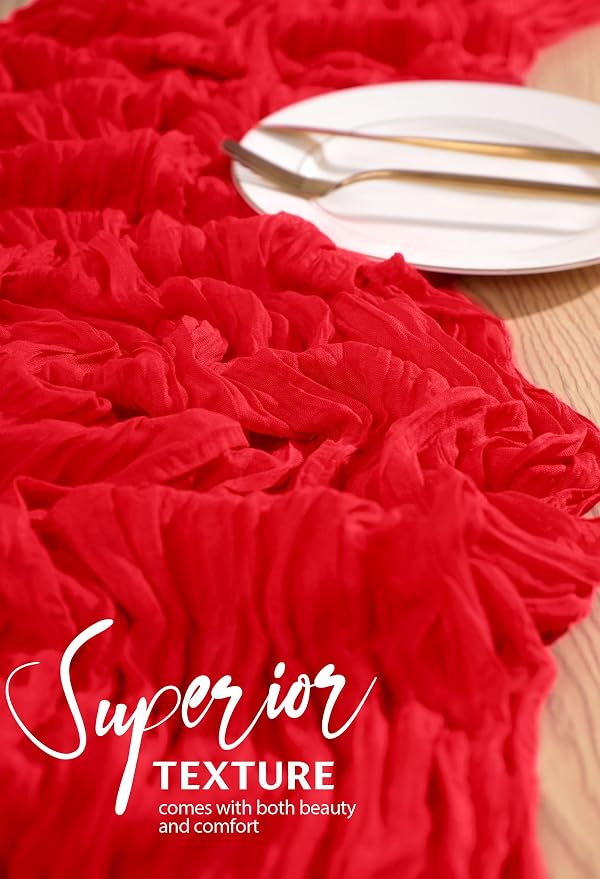 4 Pack Cheesecloth Table Runner 10FT Red Table Runner Boho Gauze Cheese Cloth - Image 4