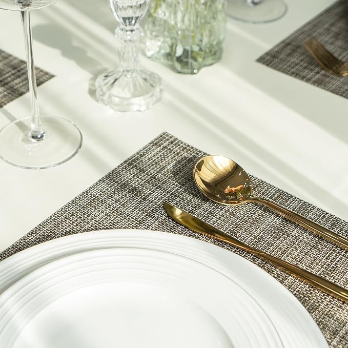 Placemats Set of 6 Vinyl/Plastic Woven Place Mats - Image 7