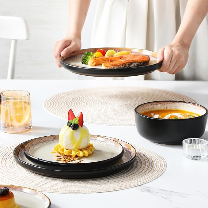vancasso Plates and Bowls Sets, Ceramic Dinnerware Sets Stoneware Kitchen - Image 6