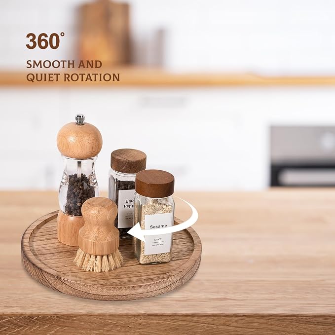 Wood Lazy Susan Turntable Kitchen Decor Round Table Tray, Easy clean, Rotating - Image 4