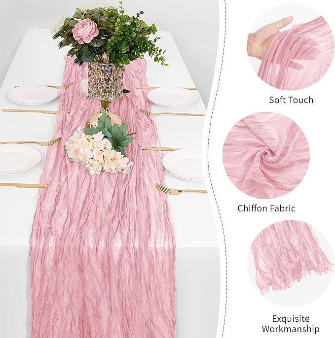 25 Pack Light Pink Cheesecloth Table Runner, 17 x 108 Inch, Semi-Sheer - Image 5