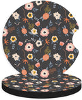 2pcs Cute Red Flowers Car Coasters, Absorbent Universal neoprener Cup Holder by Unknown