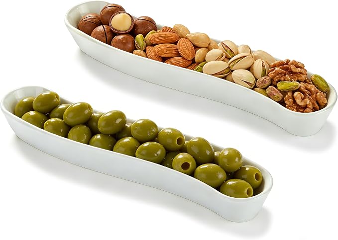 2 Pack Olive Trays, 12 inch Ceramic Olive Dish by COKUMA