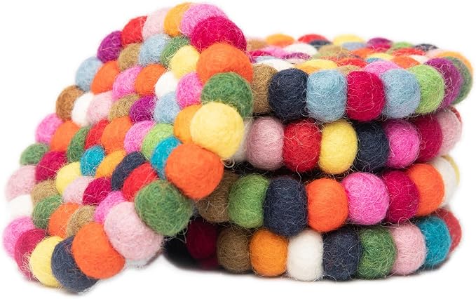 Round Felt Ball Coasters by Woolygon