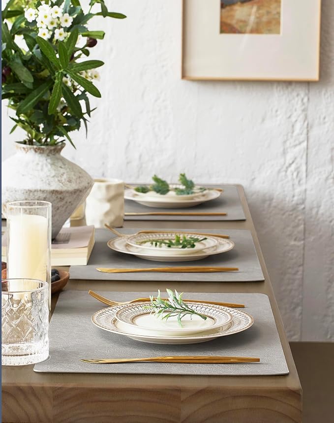 Leetaltree Reversible Faux Leather Placemats and Coasters Set of 4, 12x17 Inch - Image 5