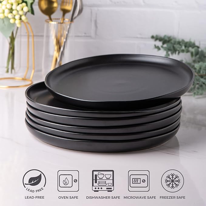 AmorArc Ceramic Dinner Plates Set of 6, 10.25 Inch Stoneware Dishes Set | Wavy - Image 2