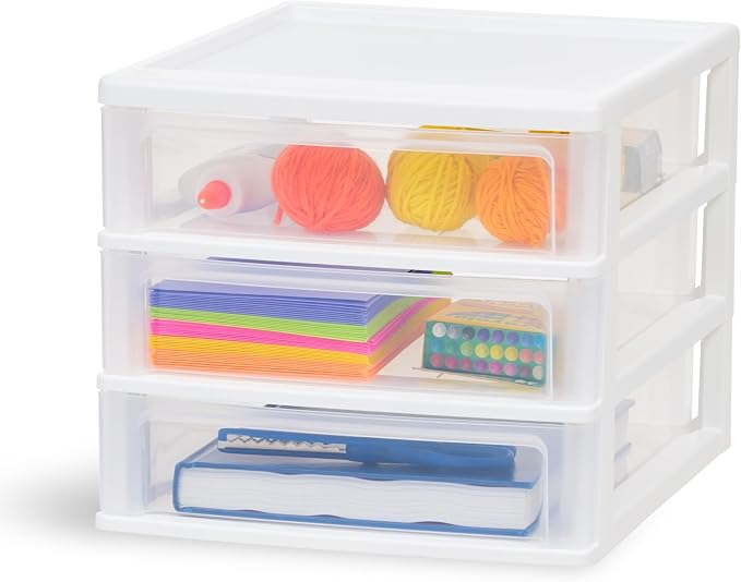IRIS USA 3-Drawer Medium Stacking Desktop Organizer, stationery, craft by IRISUSA