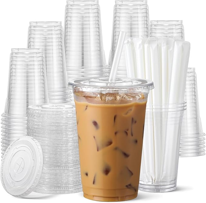 AOZITA 100 Pack - 12 oz Clear Plastic Cups by AOZITA