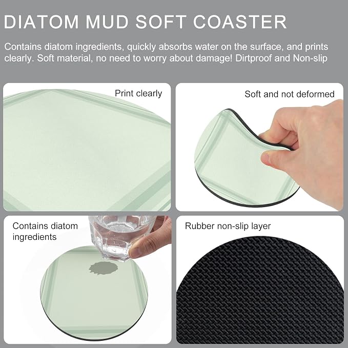 Sage Green Coasters Set of 2 Absorbent Coasters - Image 5