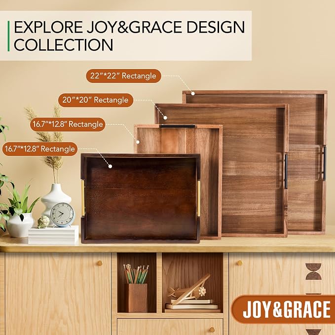 Joy&Grace Acacia Wood Ottoman Tray - Image 6