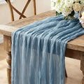 Dust Blue Cheesecloth Table Runner, 10FT Rustic Blue Boho Gauze Table Runner by Miucat