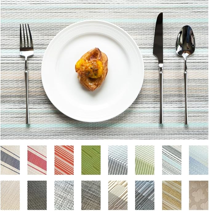 Placemats Set of 8 Vinyl/Plastic Woven Place Mats by Unknown