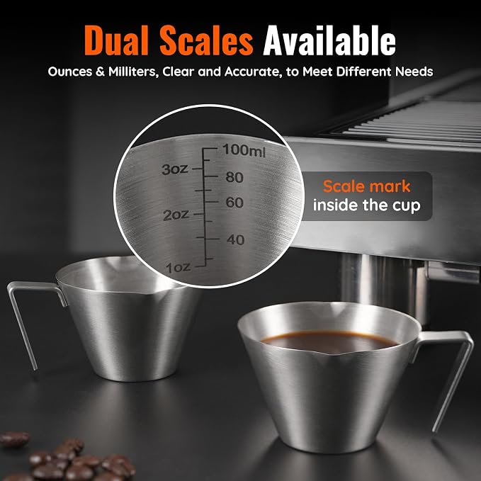 YARRAMATE 4 Pack Stainless Steel Espresso Shot Cup, 3.4oz | Heat Insulated Grip - Image 4
