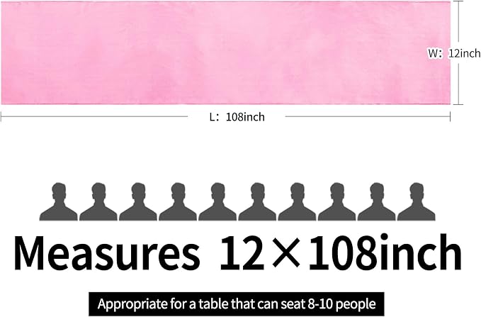 10-Pack Satin Table Runner Pink 12 x 108 inches Long, Table Runners - Image 4