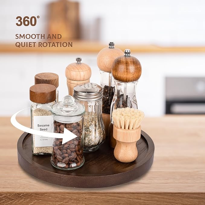 Wood Lazy Susan Organizer Kitchen Turntable - Image 3