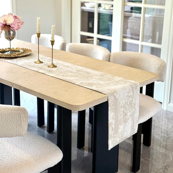 Beige Table Runner Modern Art Farmhouse Table Runners Retro Rustic Style - Image 2